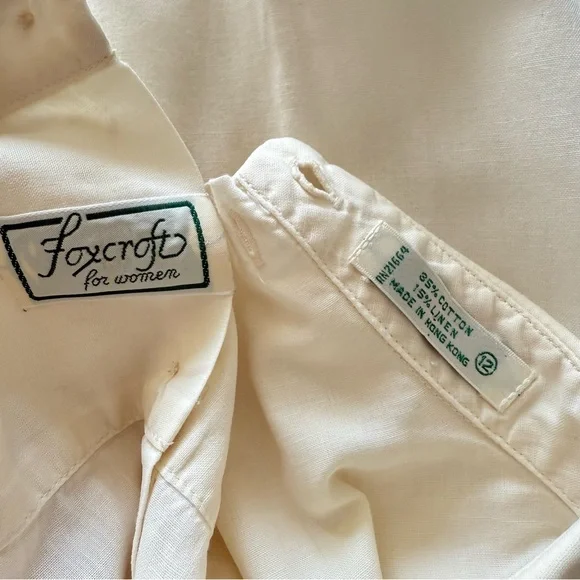 Vintage Foxcroft for Women Pleated Blouse Butter Cream Yellow 12 - Picture 4 of 9